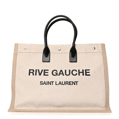 Saint Laurent Linen Calfskin Rive Gauche Tote Optic White 1 of 10