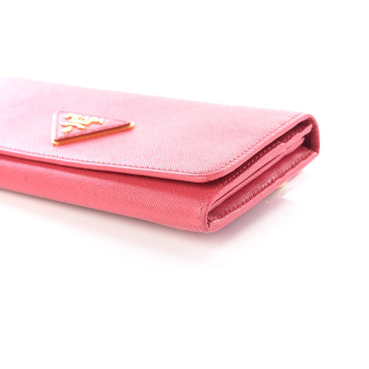 Prada Saffiano Metal Continental Flap Wallet Peonia 6 of 11