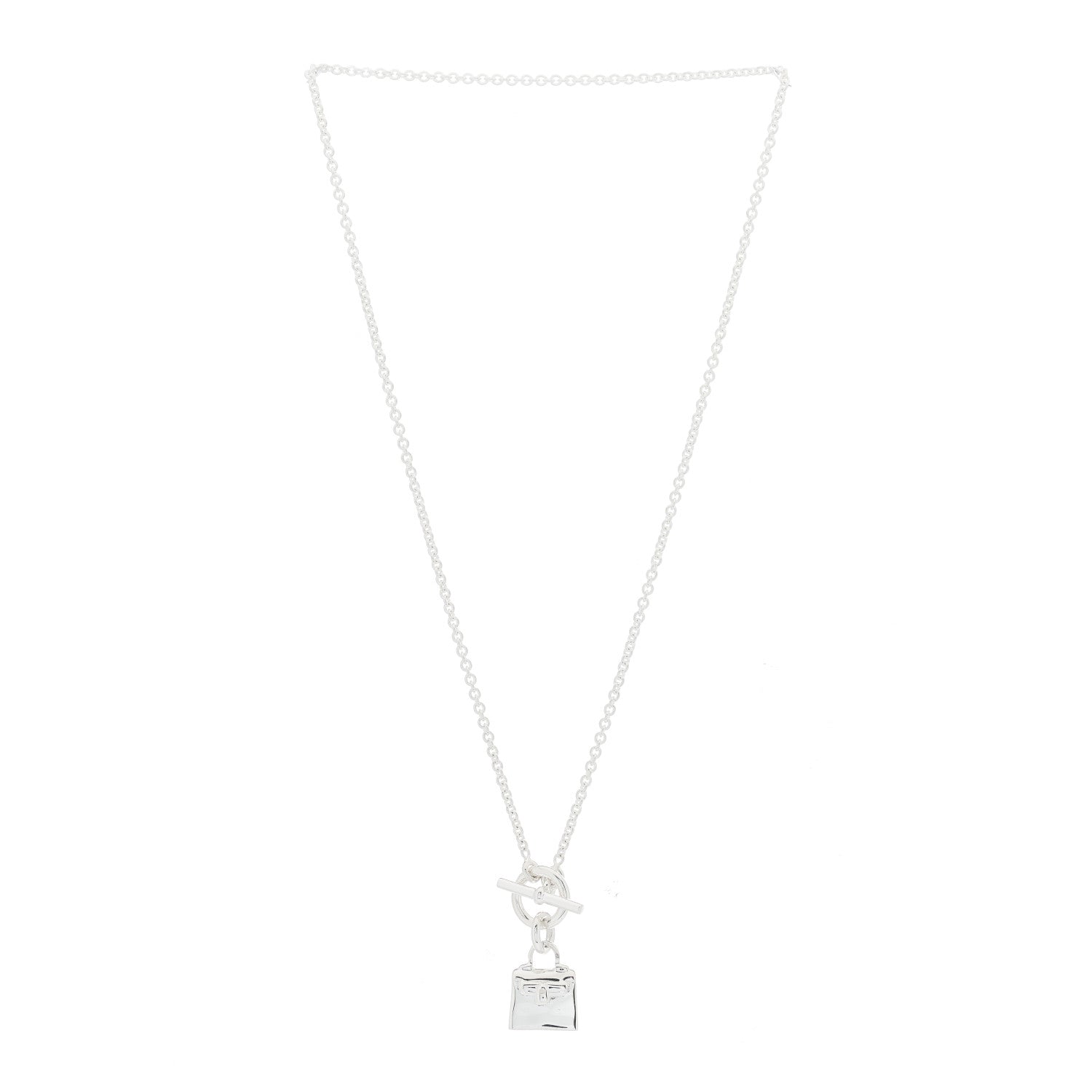 Hermes Sterling Silver Kelly Charm Pendant Necklace 2 of 3