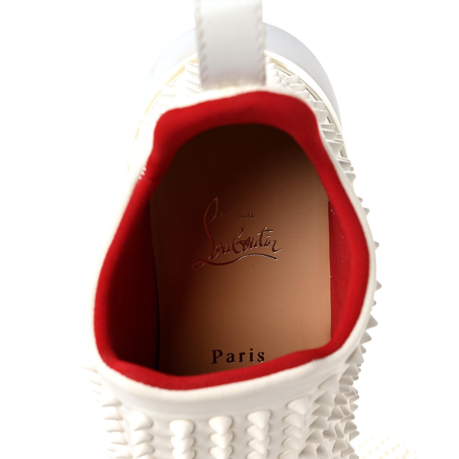 Christian Louboutin Neoprene Spike Sock Donna Flat Sneakers 38.5 White Snow 7 of 8