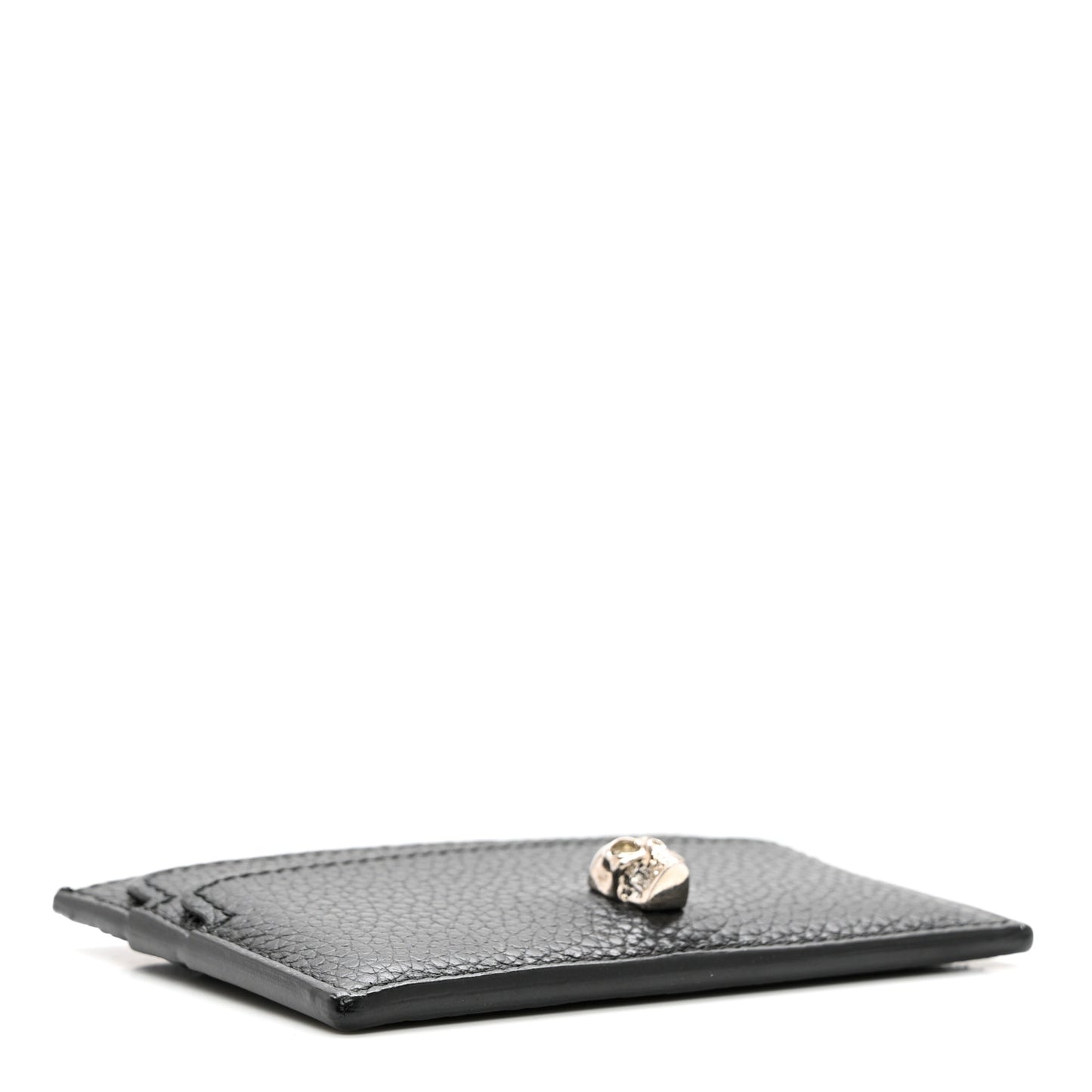 Calfskin Skull Card Holder Black