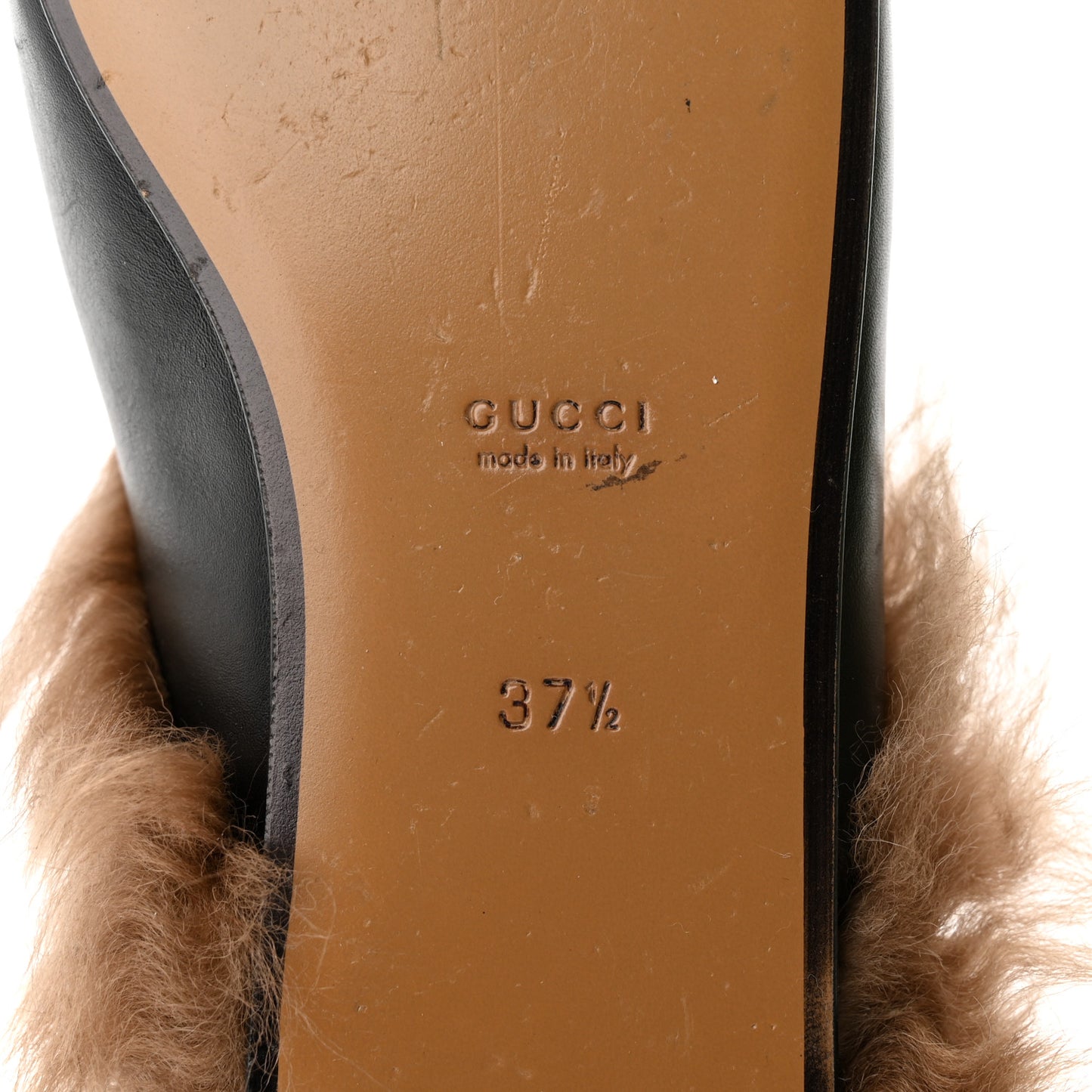 Calfskin Fur Womens Princetown Slippers 37.5 Black
