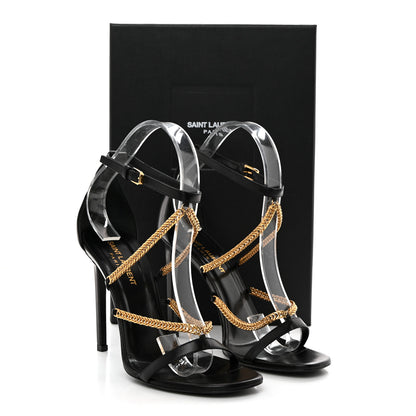 Saint Laurent Seta Calfskin Chain Sandals 38 Black 9 of 9