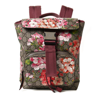 Gucci GG Supreme Monogram Blooms Small Single Buckle Backpack Beige Multicolor Dry Rose 1 of 12