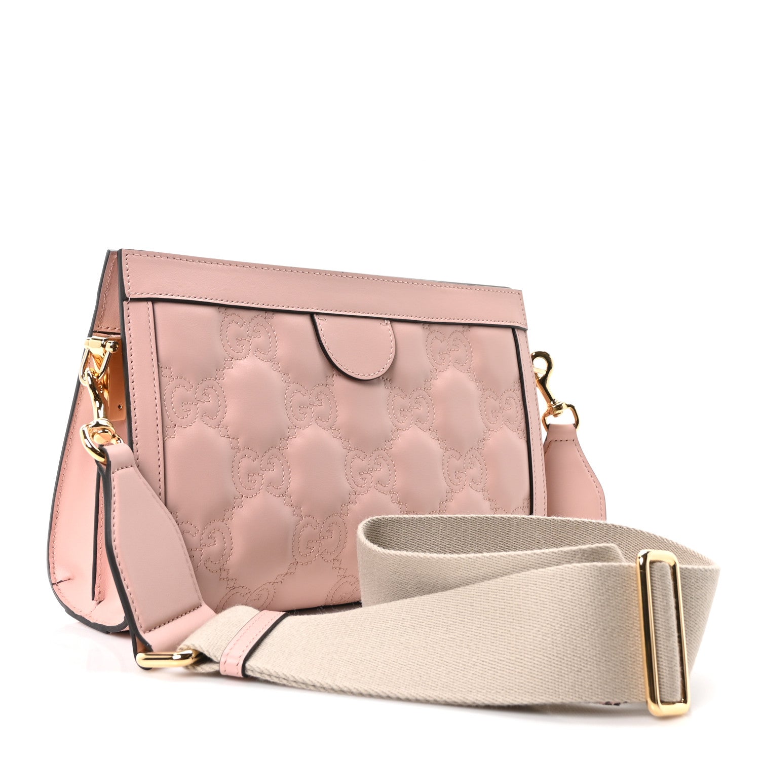 Gucci Calfskin GG Matelasse Small Slim Chain Shoulder Bag Perfect Pink Natural 3 of 10