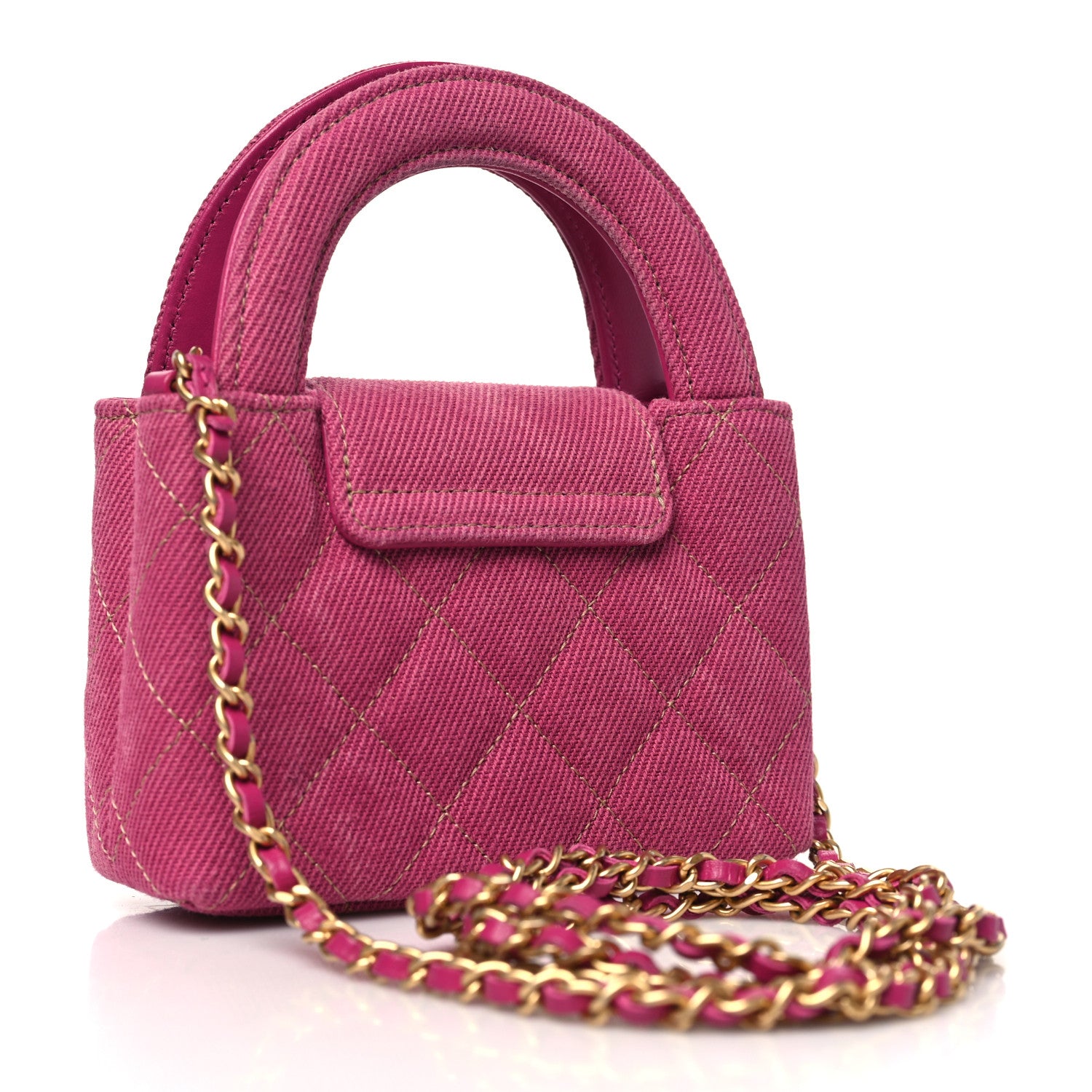 Chanel Denim Quilted Mini Nano Kelly Shopper Fuchsia 3 of 11