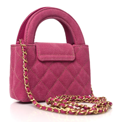 Chanel Denim Quilted Mini Nano Kelly Shopper Fuchsia 3 of 11