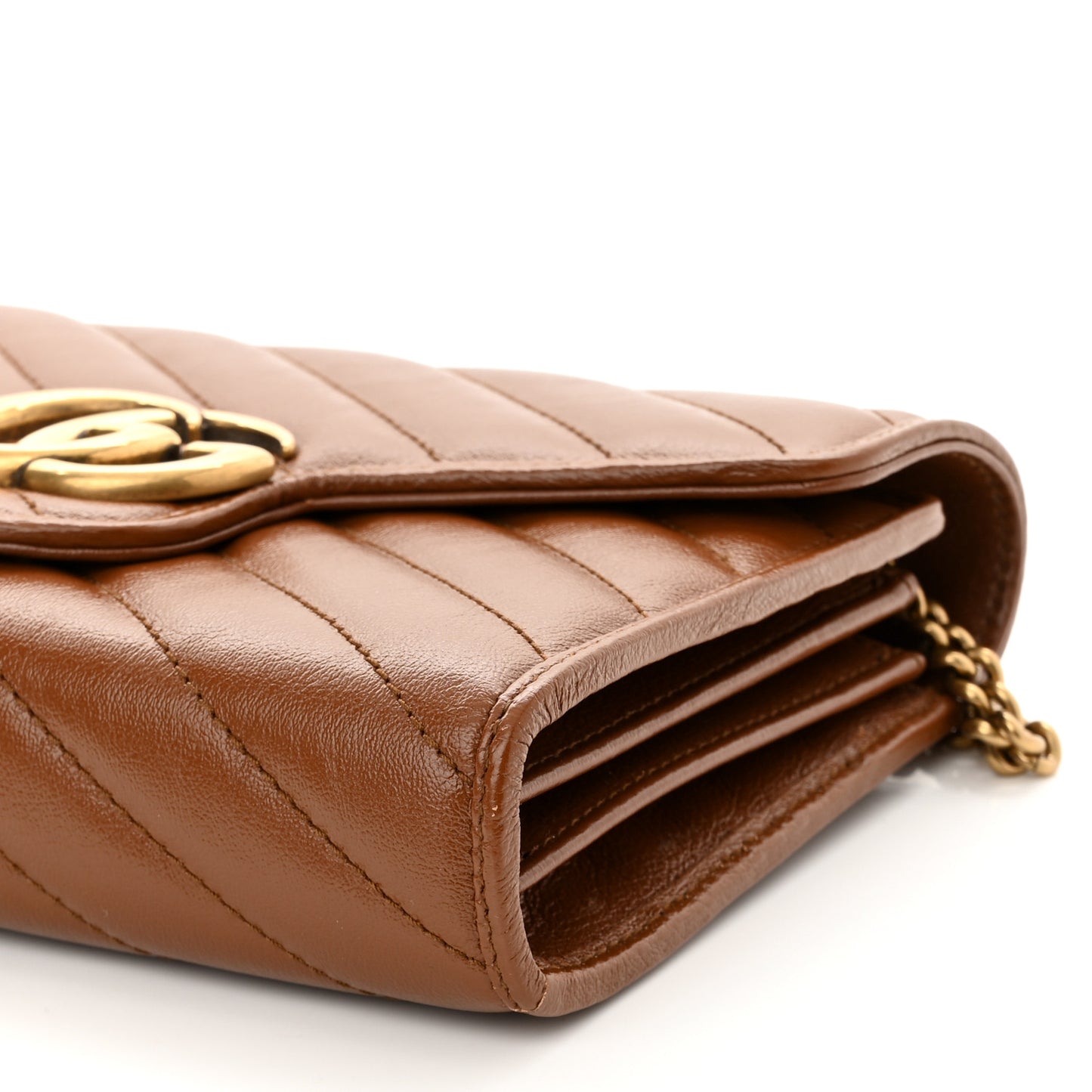 Azalea Calfskin Matelasse Diagonal GG Marmont Chain Wallet Cuir