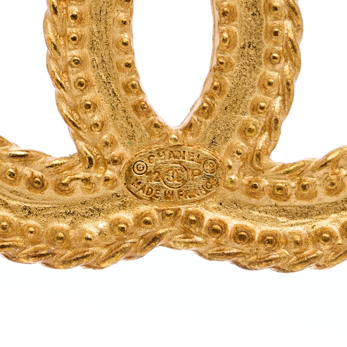 Chanel CC Drop Earrings Matte Gold 4 of 4