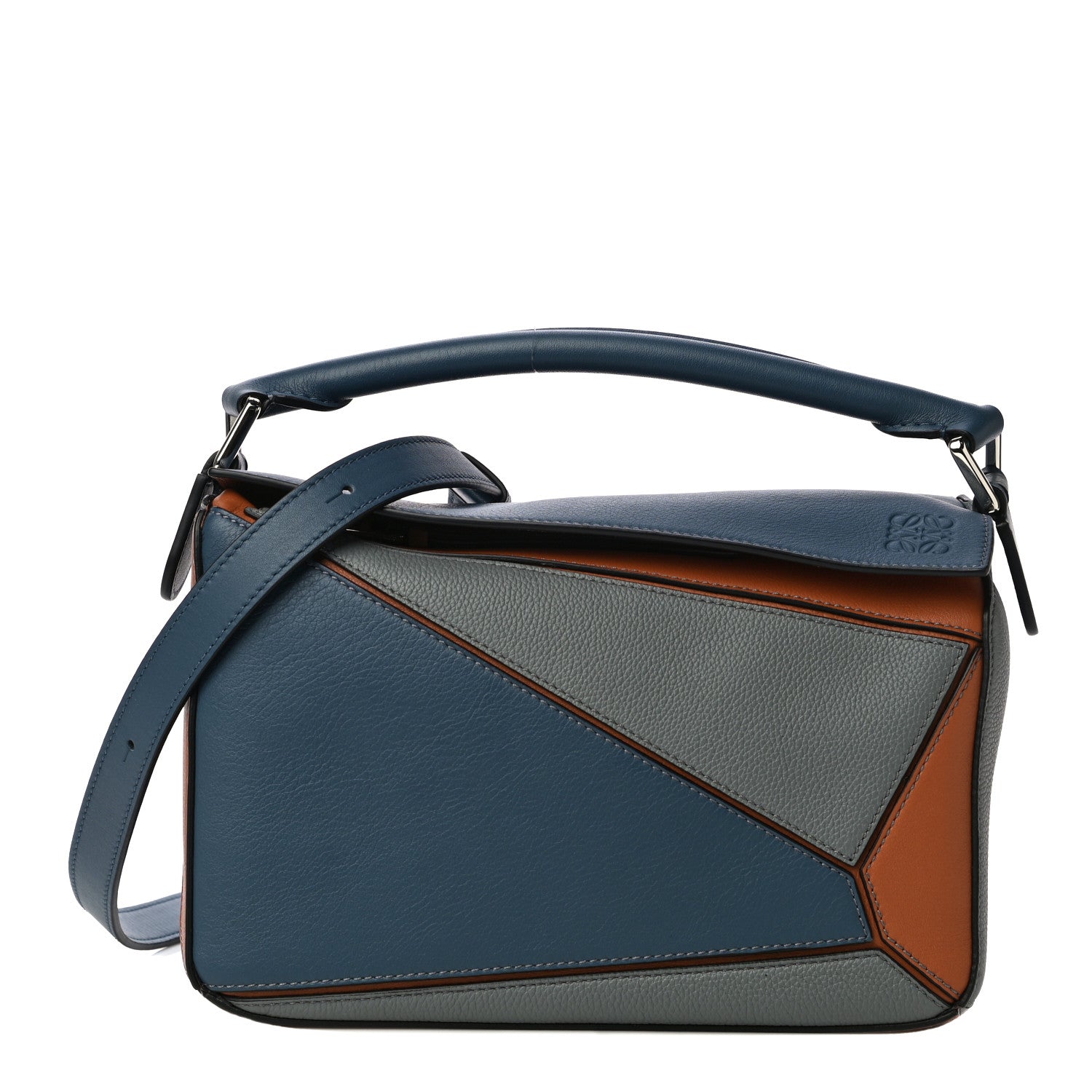 Loewe Calfskin Small Puzzle Bag Stone Blue Indigo Tan 1 of 9