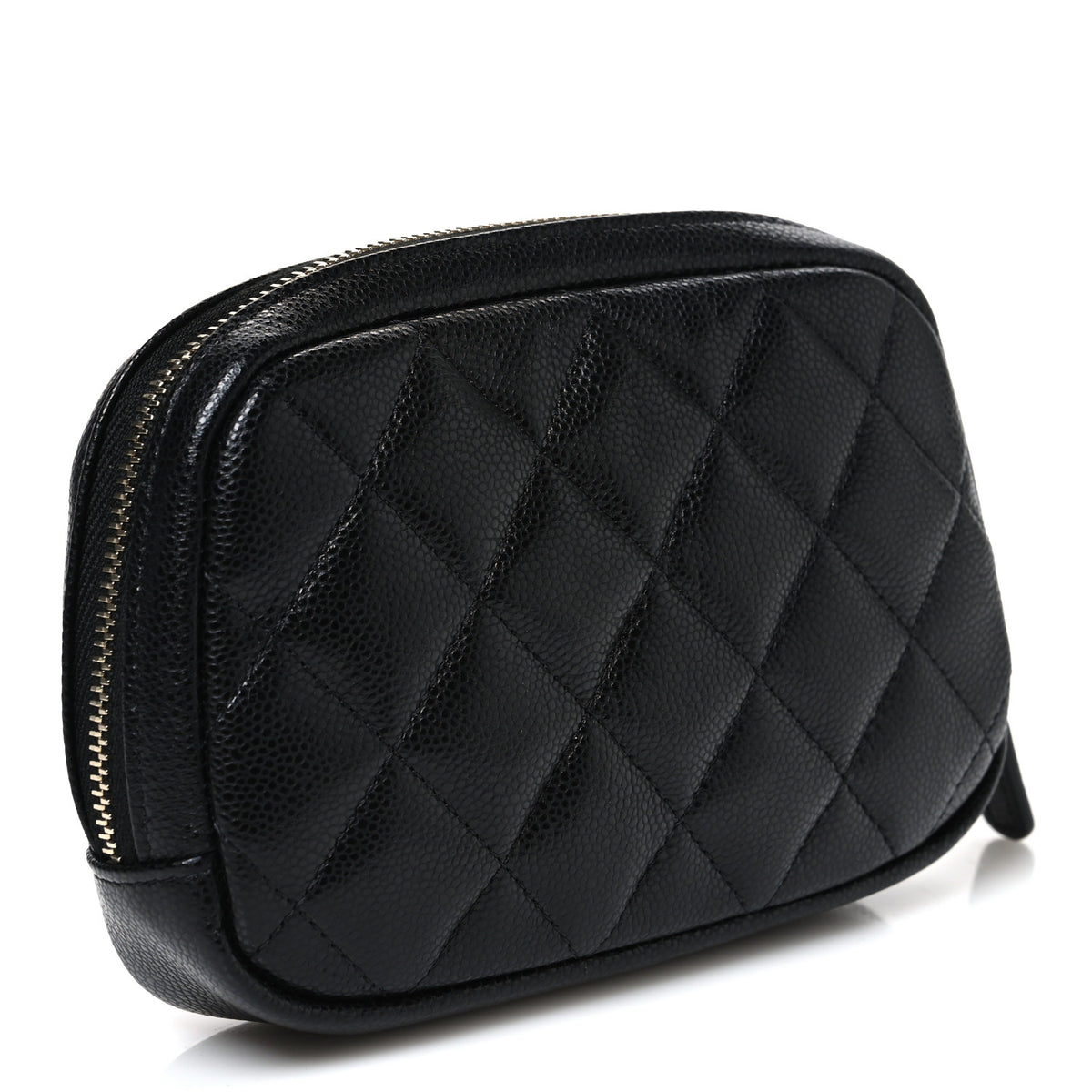 Caviar Quilted Small Curvy Pouch Cosmetic Case Black