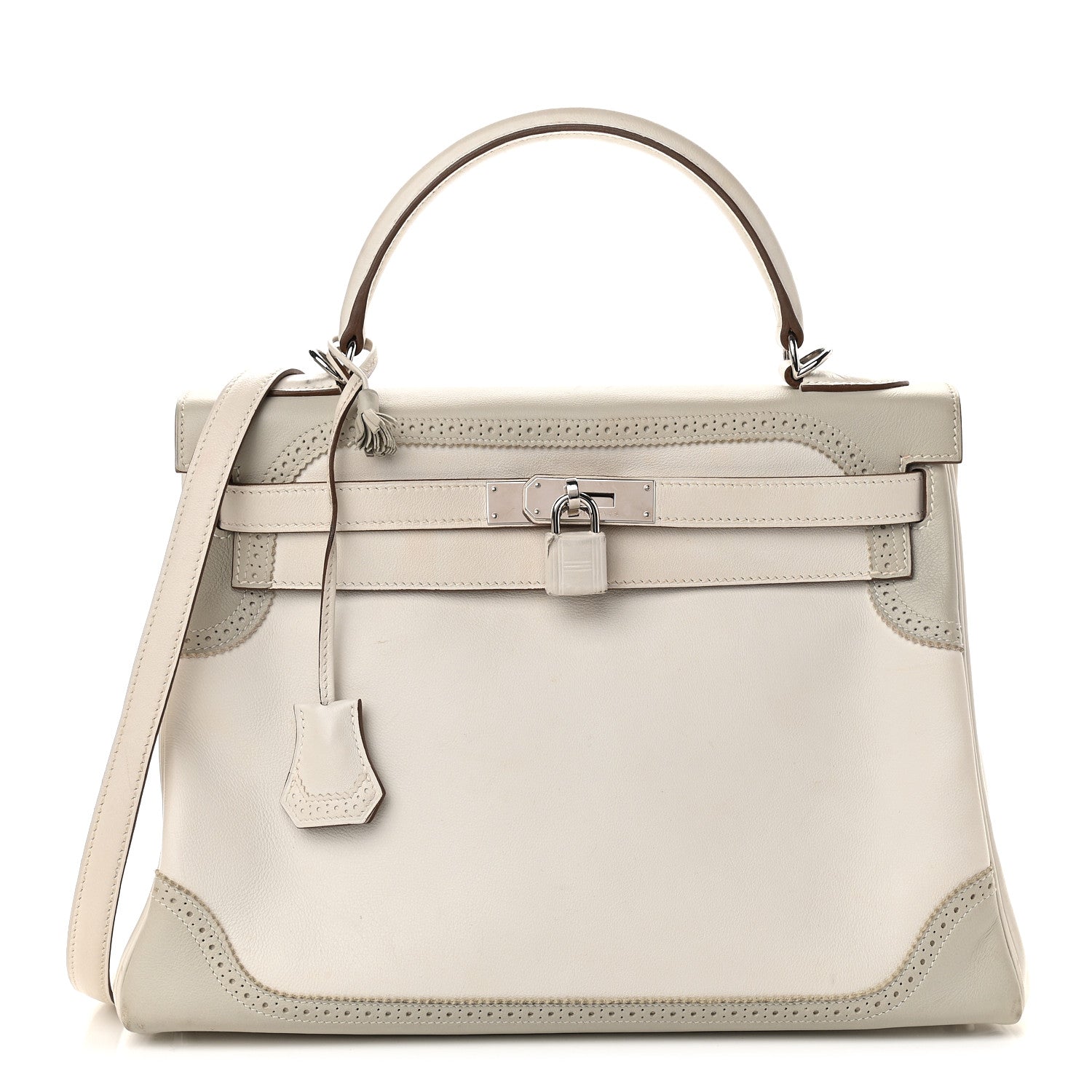 Hermes Swift Ghillies Kelly Retourne 32 White Gris Perle 1 of 17