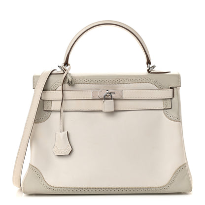 Hermes Swift Ghillies Kelly Retourne 32 White Gris Perle 1 of 17