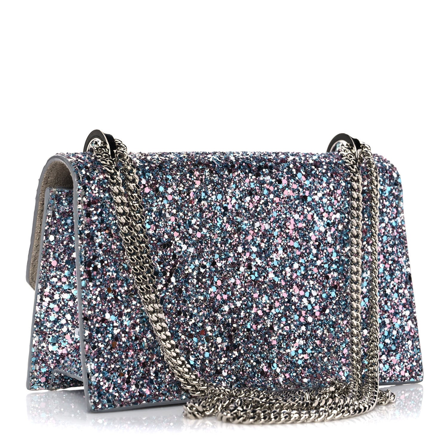 Jimmy Choo Coarse Glitter Mini Finley Shoulder Bag Bubblegum Mix 3 of 10