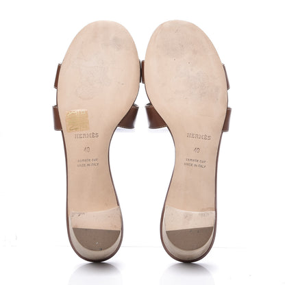 Hermes Calfskin Oasis Sandals 40 Gold 6 of 9