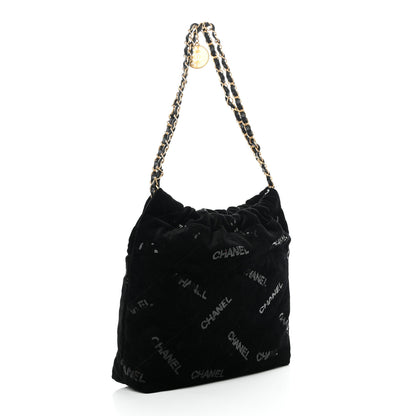 Chanel Velvet Sequin Quilted Small Chanel 22 Black 4 of 12