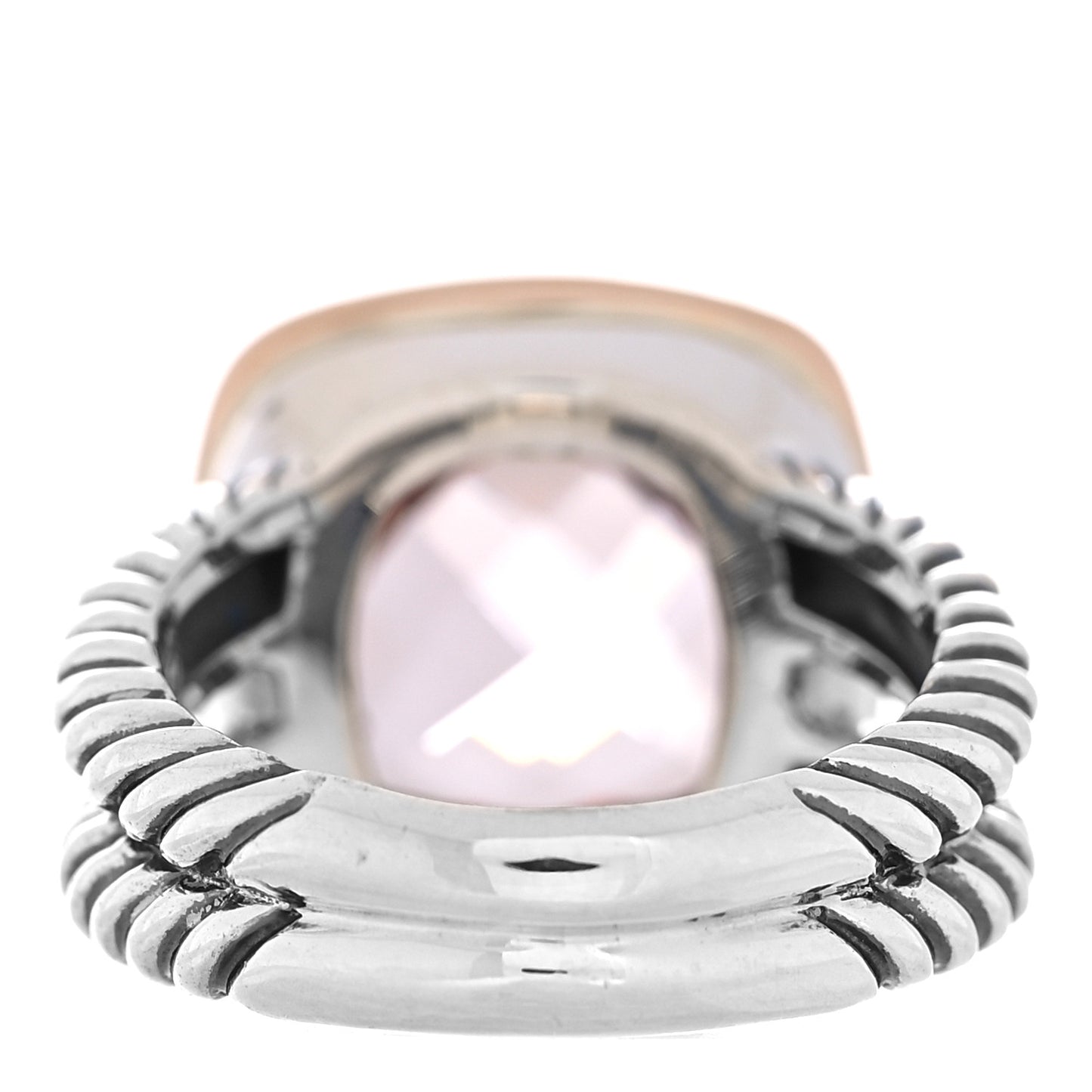 Sterling Silver 18K Rose Gold Diamond Morganite 11mm Albion Ring 52 6