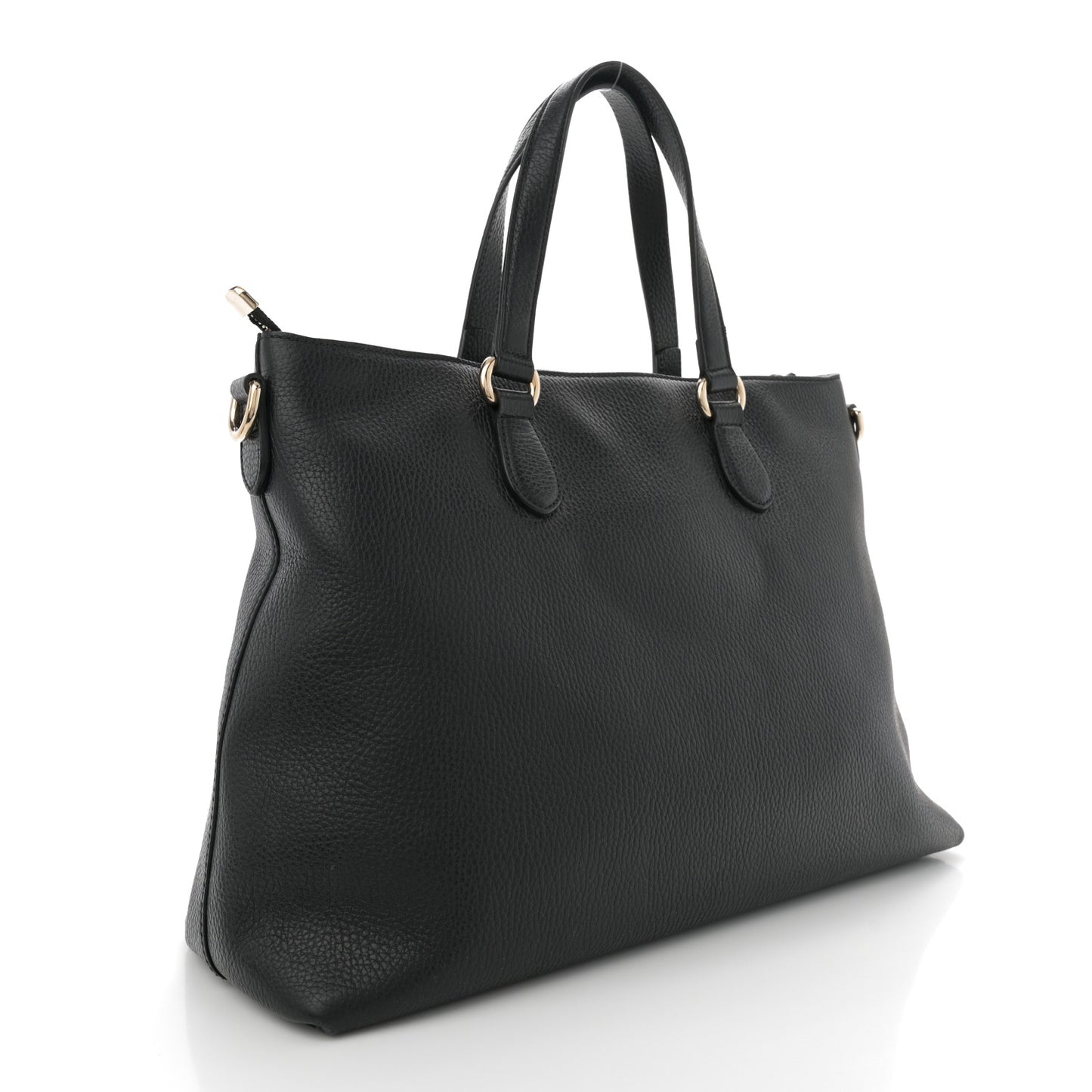 Pebbled Calfskin Convertible Bamboo Tassel Tote Black