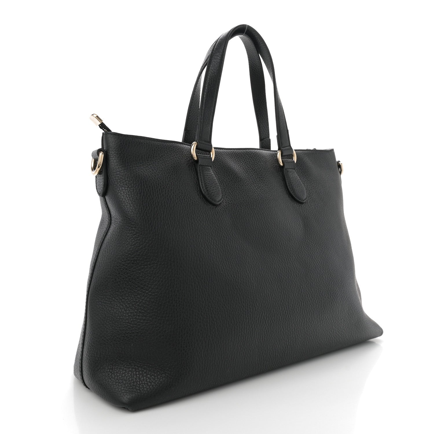 Gucci Pebbled Calfskin Convertible Bamboo Tassel Tote Black 3 of 11