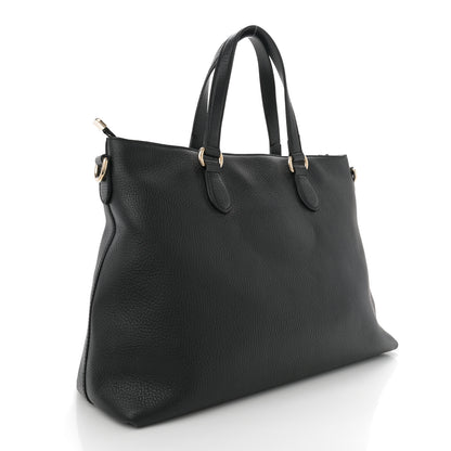 Gucci Pebbled Calfskin Convertible Bamboo Tassel Tote Black 3 of 11