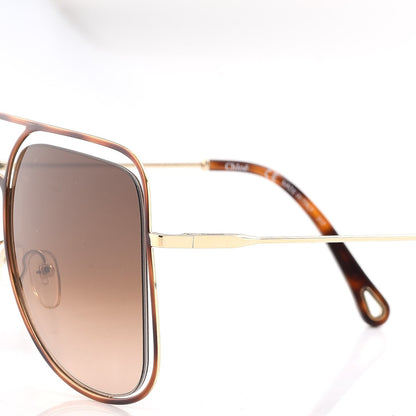 Chloe Poppy Aviator Sunglasses CE 130S Gold Havana 5 of 9