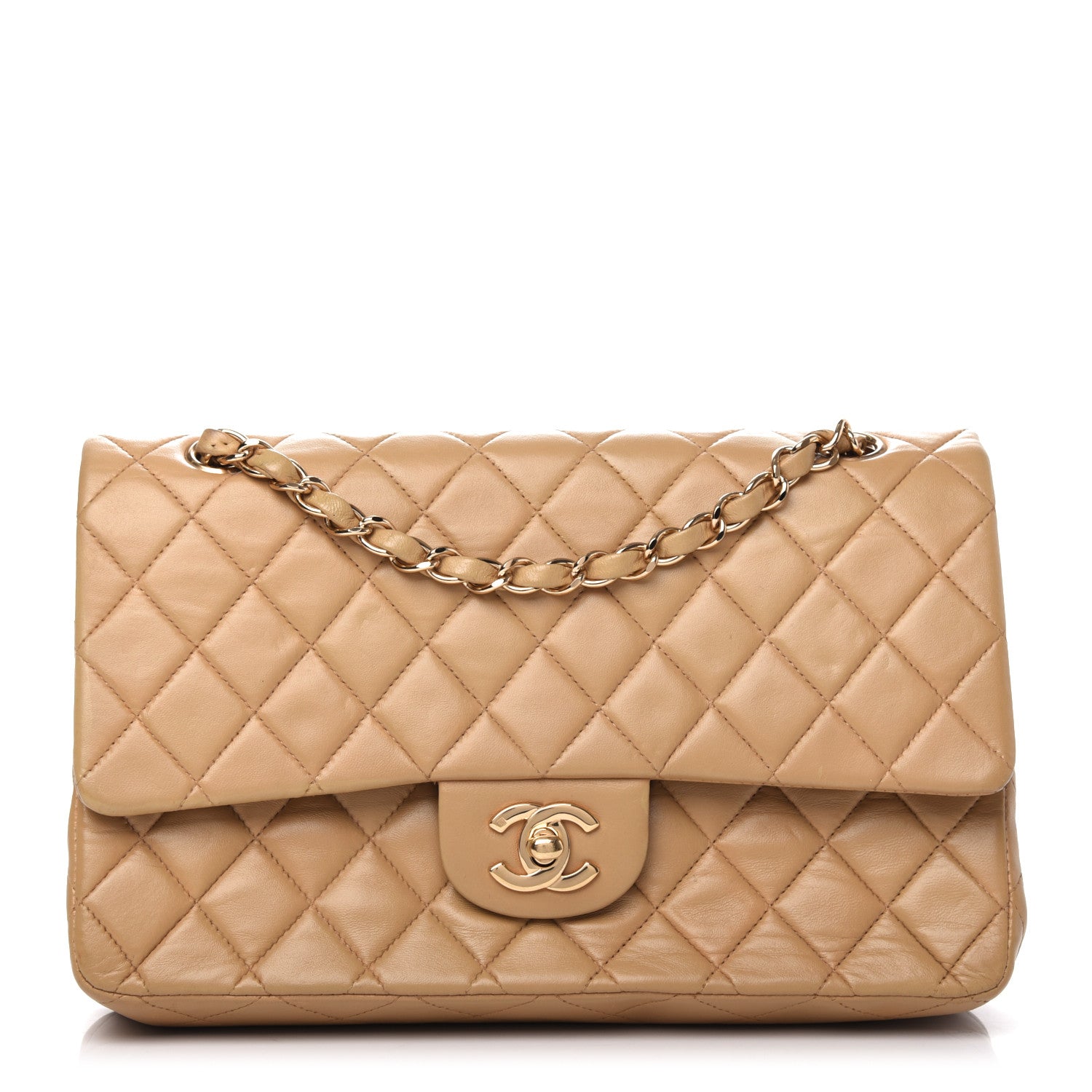 Chanel Lambskin Quilted Medium Double Flap Beige 1 of 13