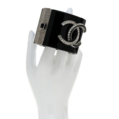 Chanel Resin Baguette Crystal CC Cuff Black 2 of 6
