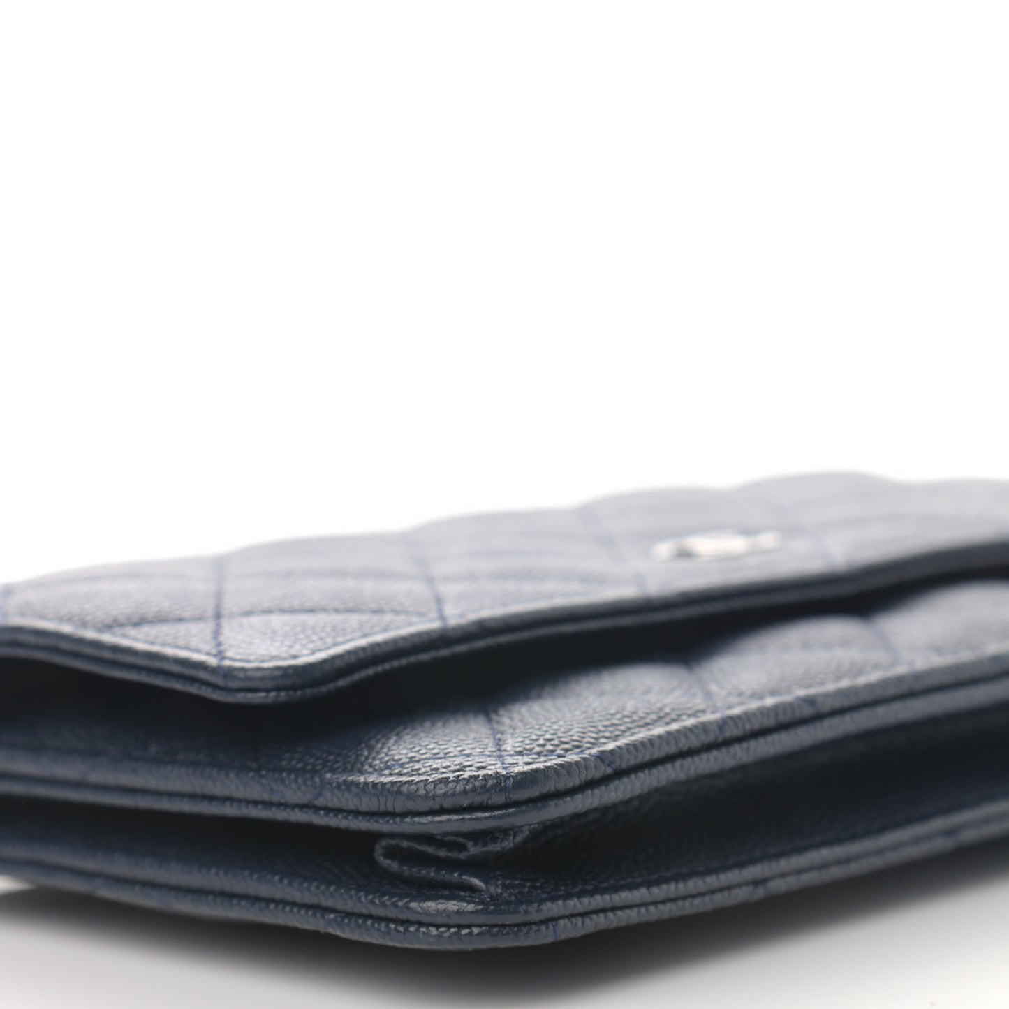 Caviar Quilted Wallet On Chain WOC Navy Blue