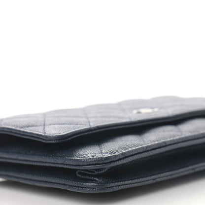 Chanel Caviar Quilted Wallet On Chain WOC Navy Blue 10 of 13