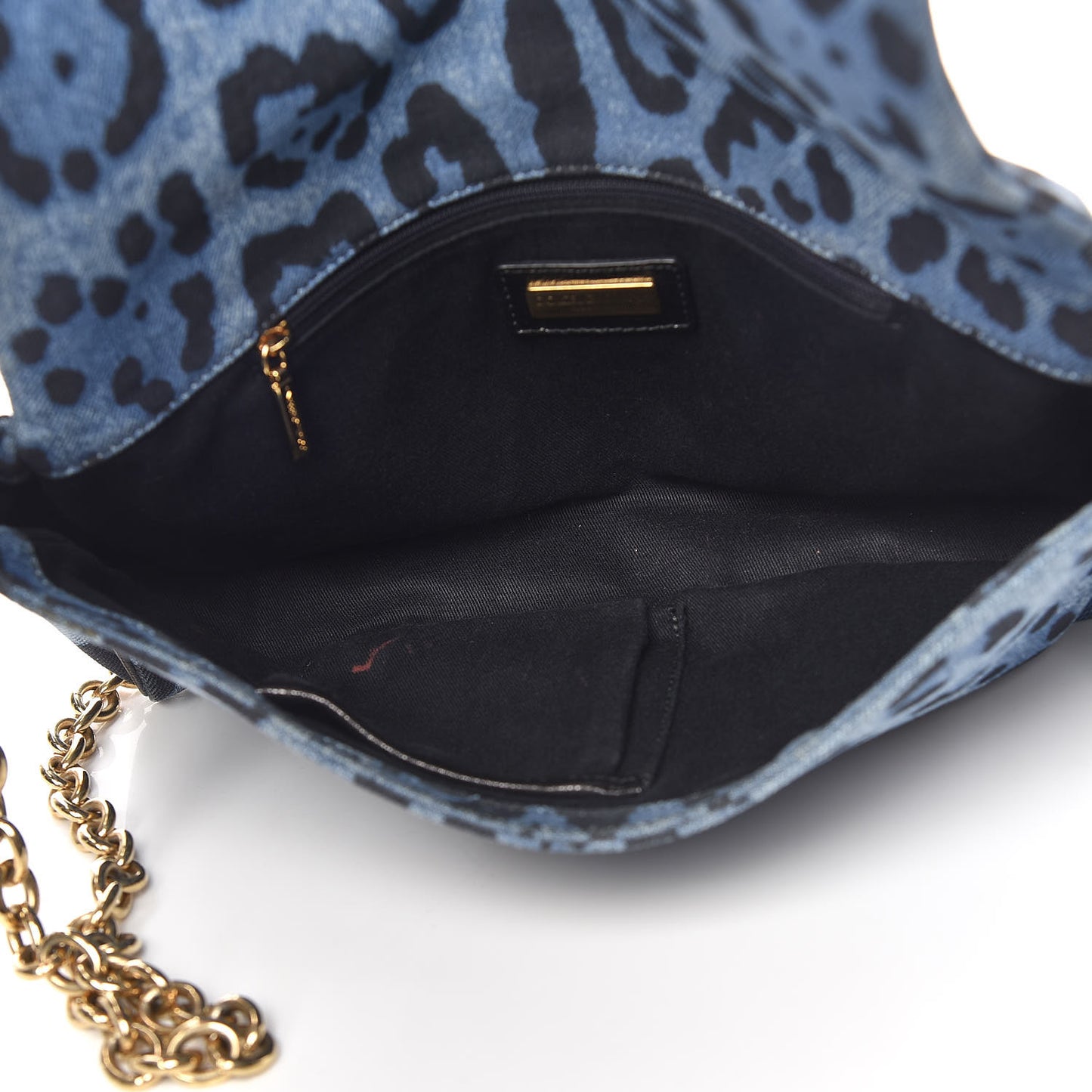 Denim Leopard Print Miss Martini Shoulder Bag Blue