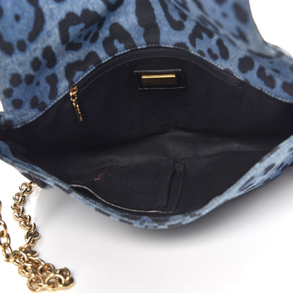 Dolce & Gabbana Denim Leopard Print Miss Martini Shoulder Bag Blue 5 of 14