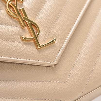 Saint Laurent Grain De Poudre Matelasse Chevron Monogram Chain Wallet Nude Powder 8 of 8