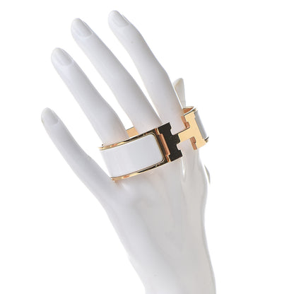 Hermes Enamel Wide Clic Clac H Bracelet PM White 2 of 7