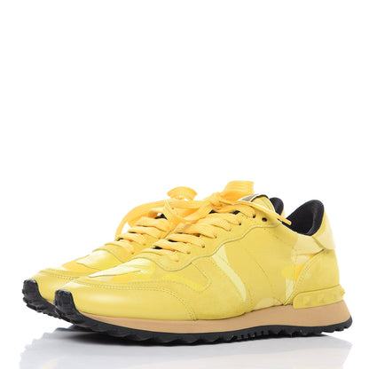 Valentino Garavani Nappa Suede Camouflage Womens Rockrunner Sneakers 37 Naples Yellow 3 of 9
