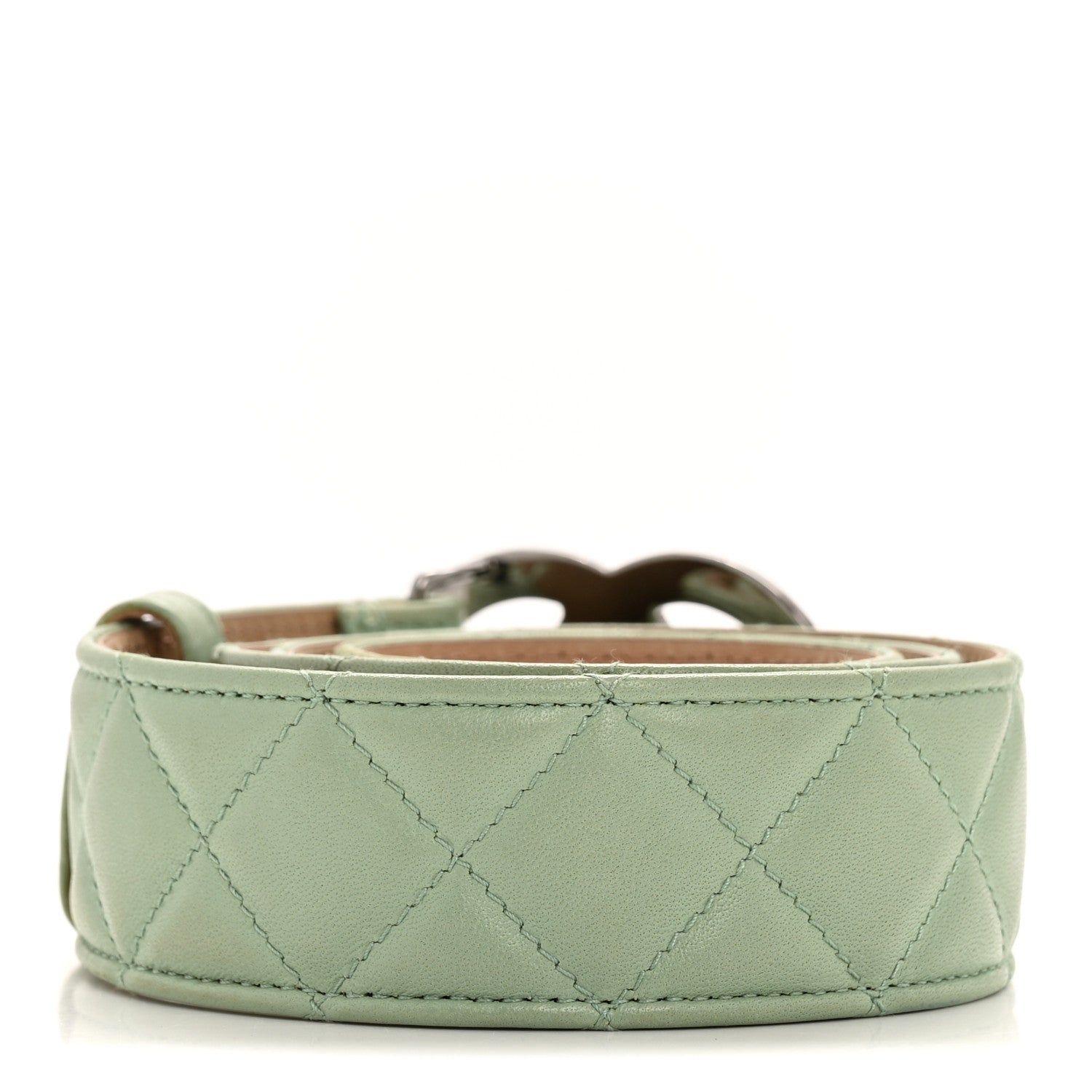 Chanel Lambskin Quilted CC Belt 80 32 Green 2 of 7