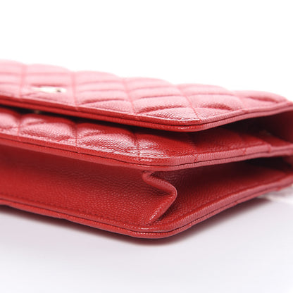 Chanel Caviar Quilted Wallet on Chain WOC Red 10 of 11