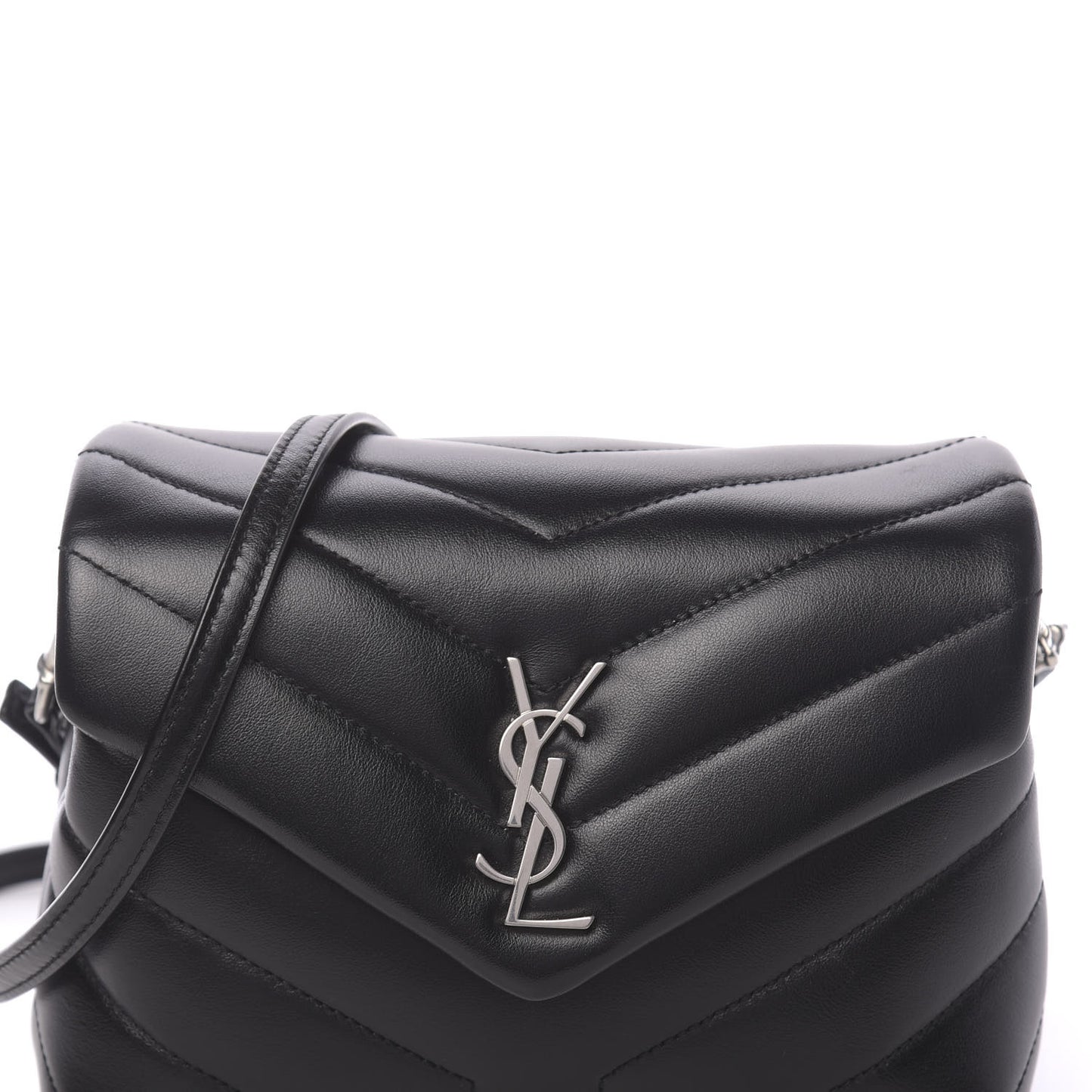 Calfskin Y Quilted Monogram Toy Loulou Crossbody Bag Black