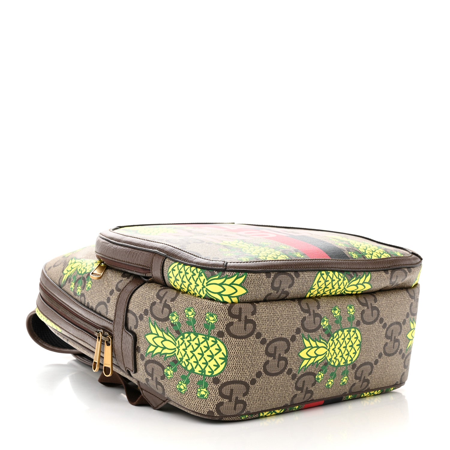 Gucci Jumbo GG Supreme Monogram Textured Dollar Calfskin Small Pineapple What's Inside Retro Interlocking G Backpack Beige Ebony Green Pink New Acero 4 of 10