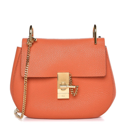 Chloe Grained Lambskin Medium Drew Shoulder Bag Orange 1 of 7