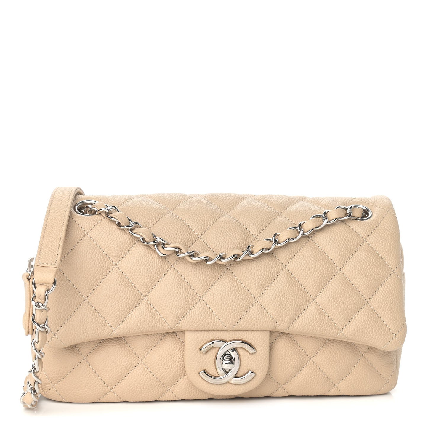 Caviar Quilted Medium Easy Flap Beige