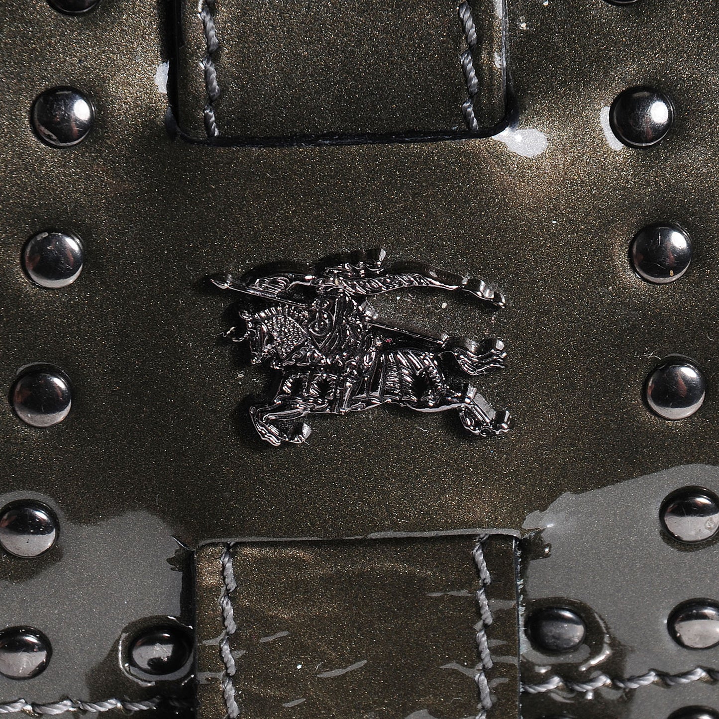 Patent Quilted Studded Brooke Hobo Pewter