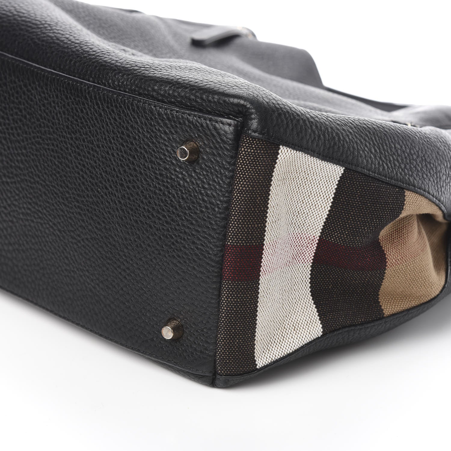 Burberry Grainy Calfskin House Check Medium Maidstone Black 11 of 13