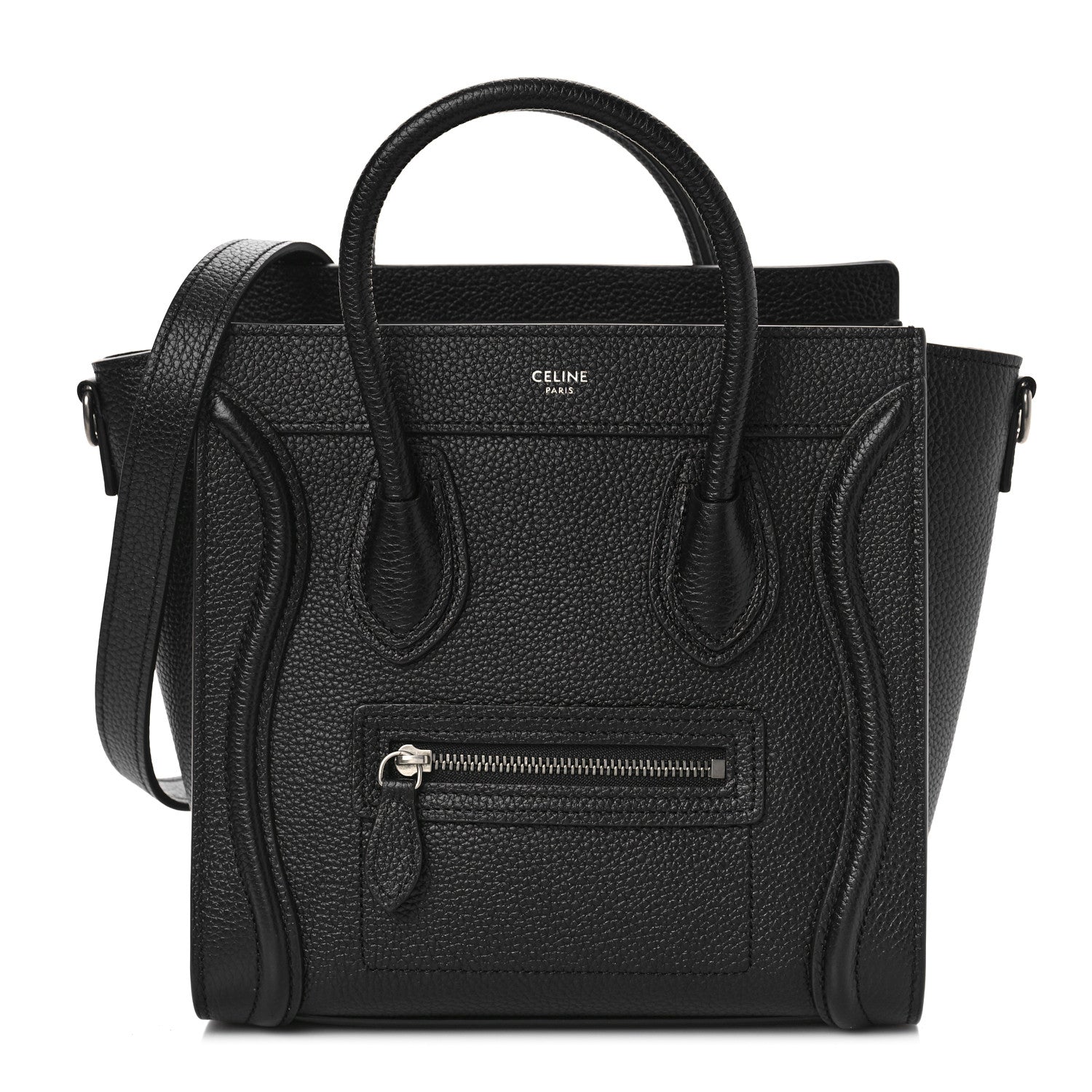Celine Drummed Calfskin Nano Luggage Black 1 of 8