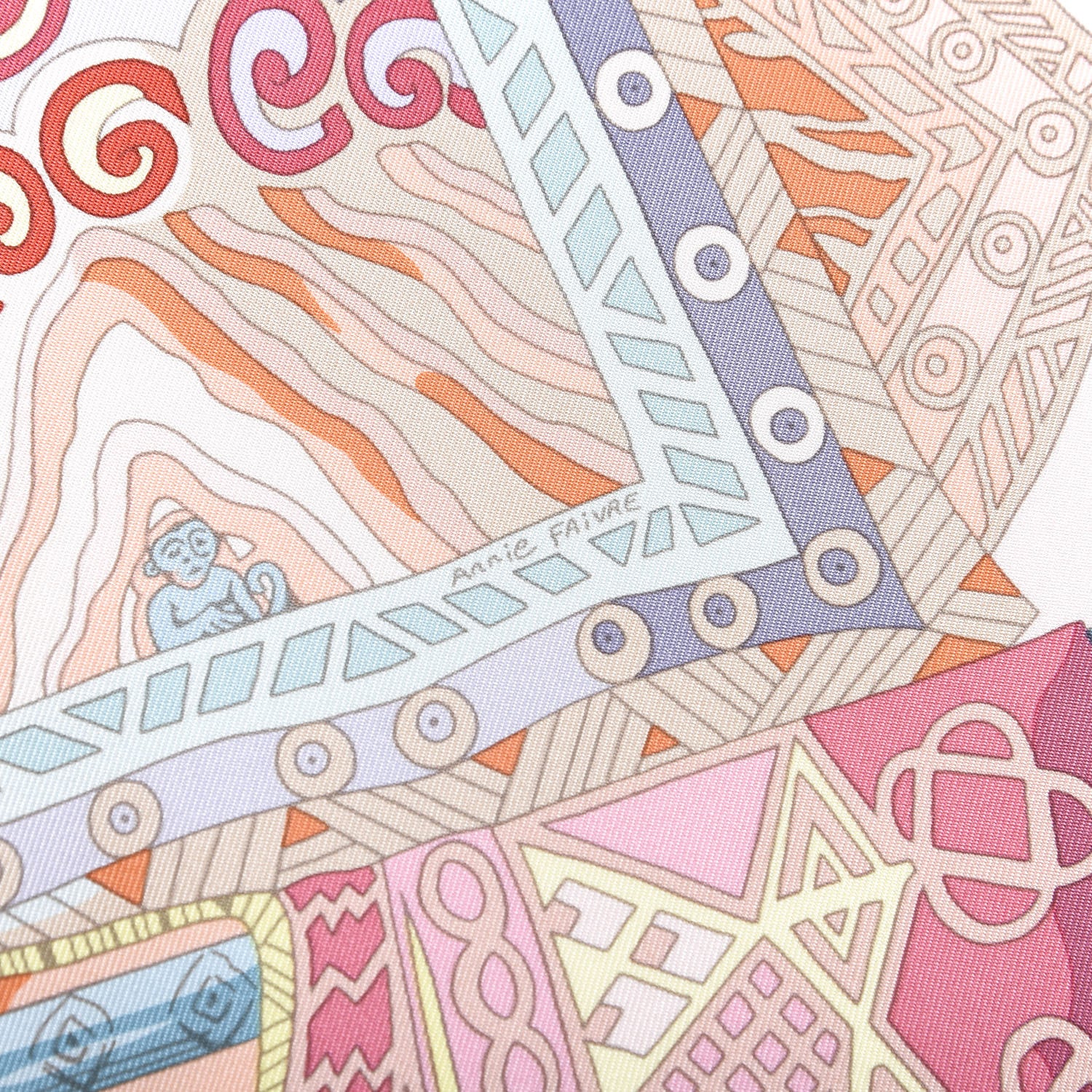 Hermes Silk Voyage En Etoffes Scarf 90 Rose Pale Saumon Jaune Pale 5 of 6