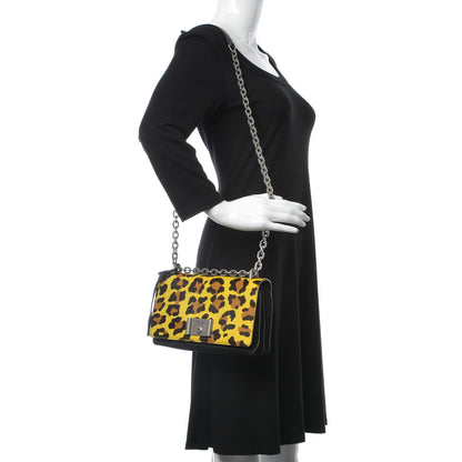 Prada Nylon Calf Hair Leopard Print Crossbody Bag Black Sole 2 of 7