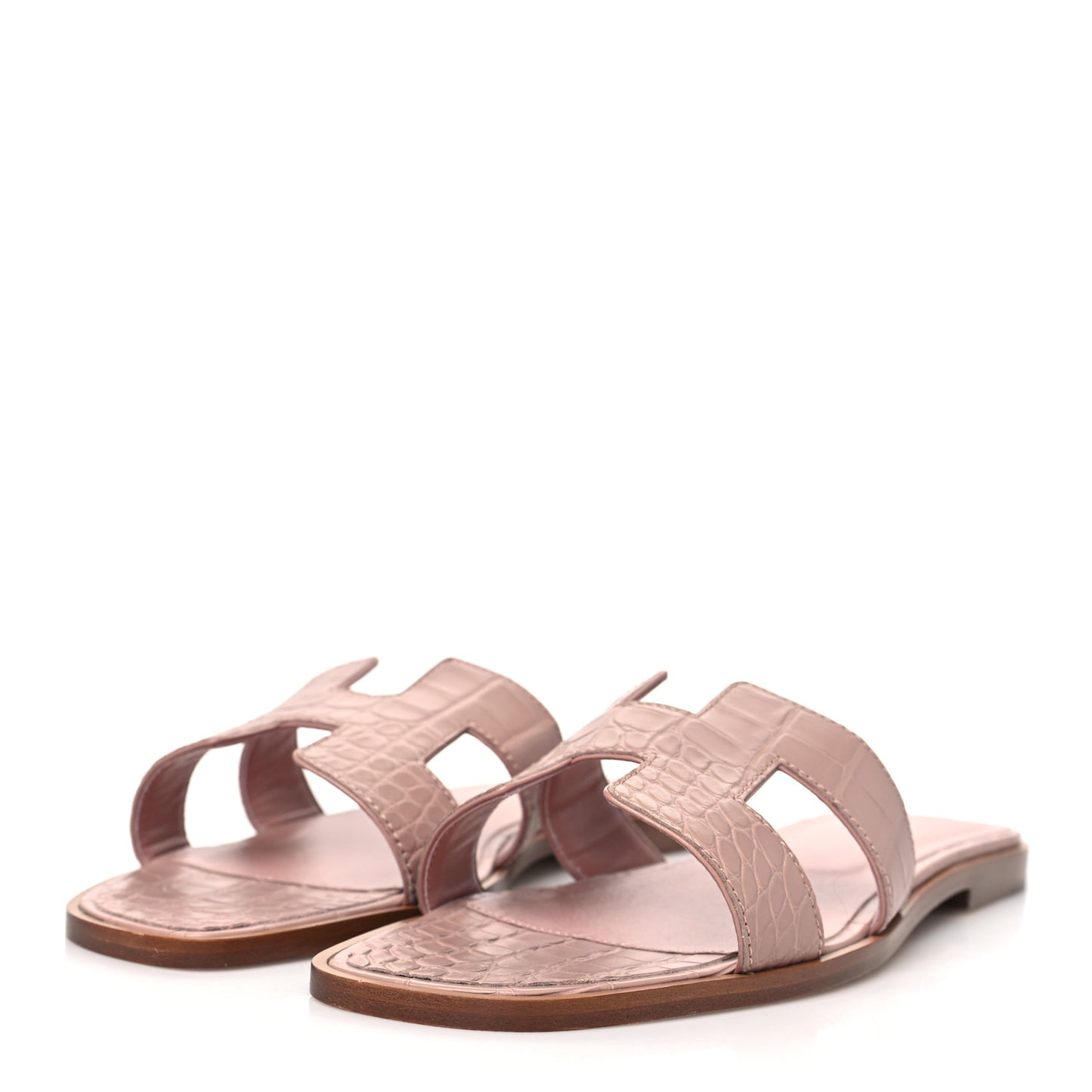 Matte Crocodile Oran Sandals 39.5 Blush