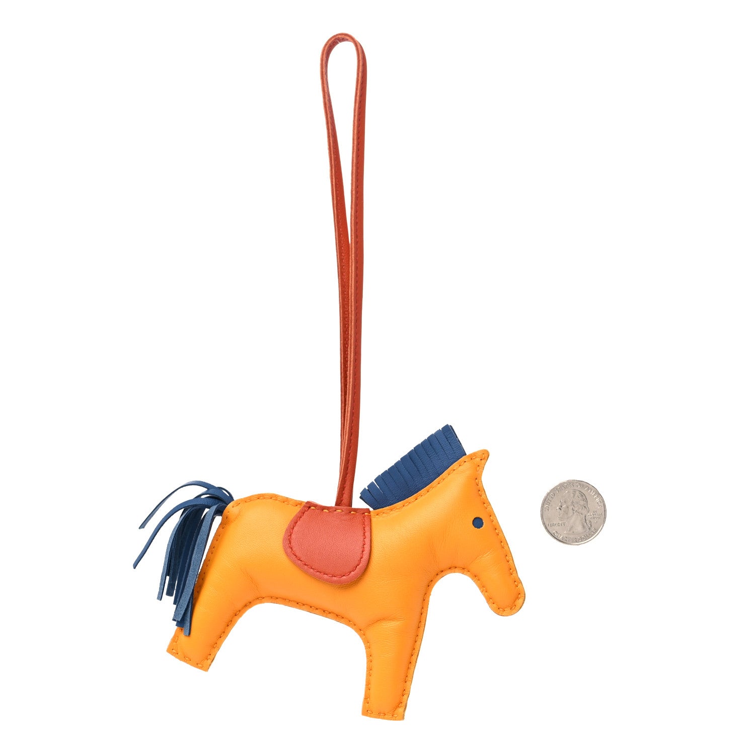 Hermes Milo Lambskin Grigri Rodeo Horse Bag Charm GM Jaune D'Or Bleu Agate Cornaline 2 of 4