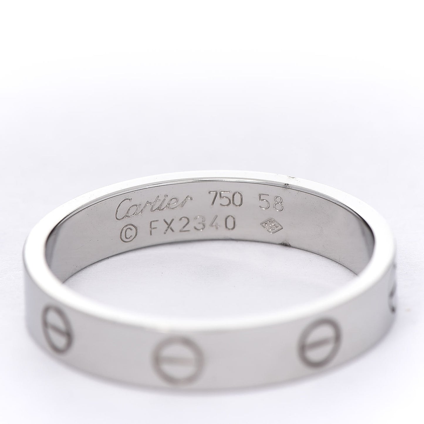 18K White Gold 3.5mm LOVE Wedding Band Ring 58 8.25