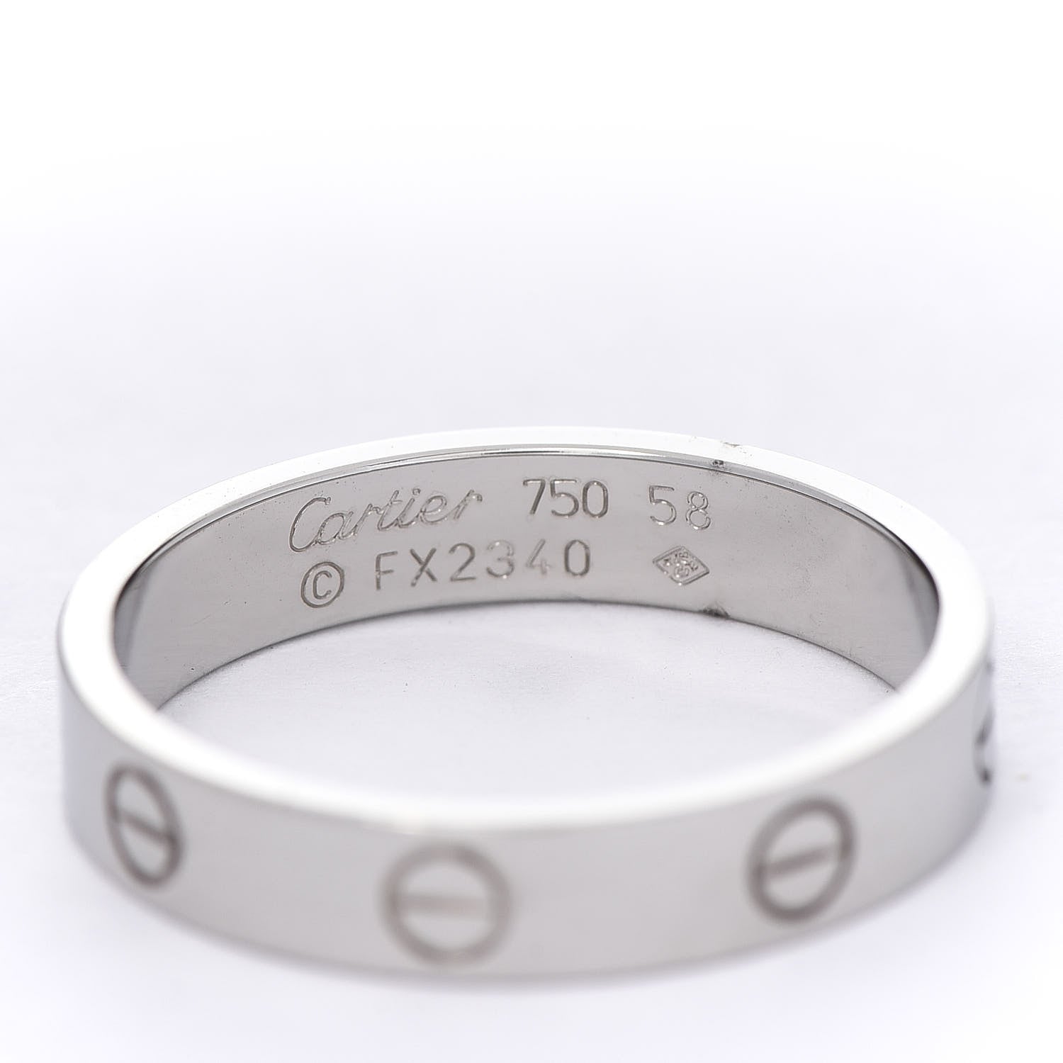 Cartier 18K White Gold 3.5mm LOVE Wedding Band Ring 58 8.25 4 of 5