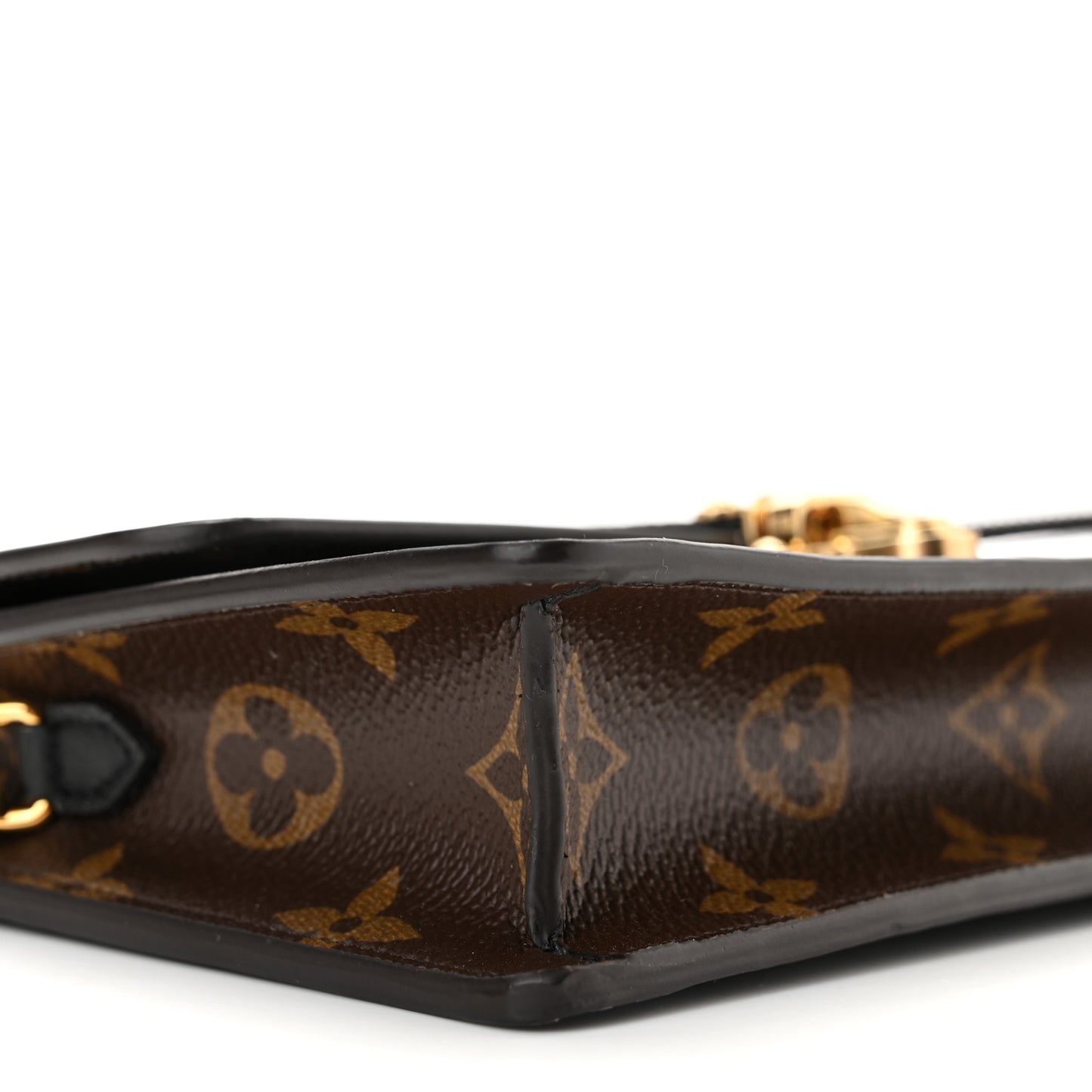 Patent Calfskin Monogram Cherrywood Chain Wallet Black